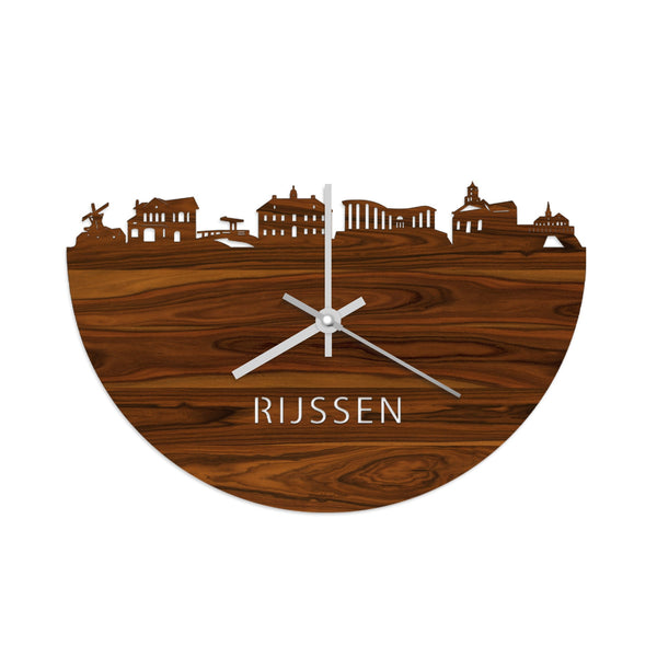 Skyline Klok Rijssen Palissander houten cadeau wanddecoratie relatiegeschenk van WoodWideCities