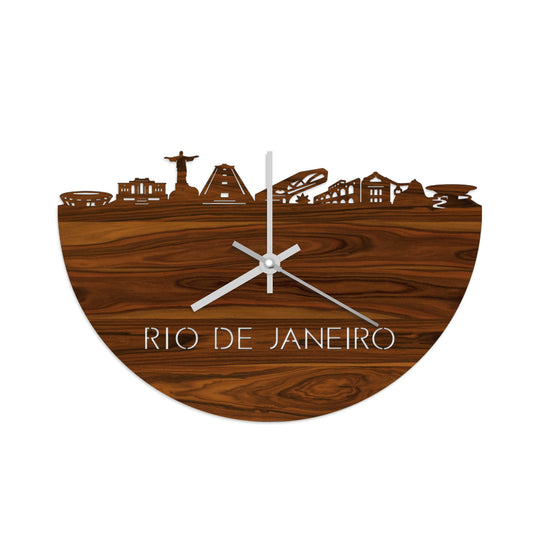 Skyline Klok Rio de Janeiro Palissander houten cadeau wanddecoratie relatiegeschenk van WoodWideCities