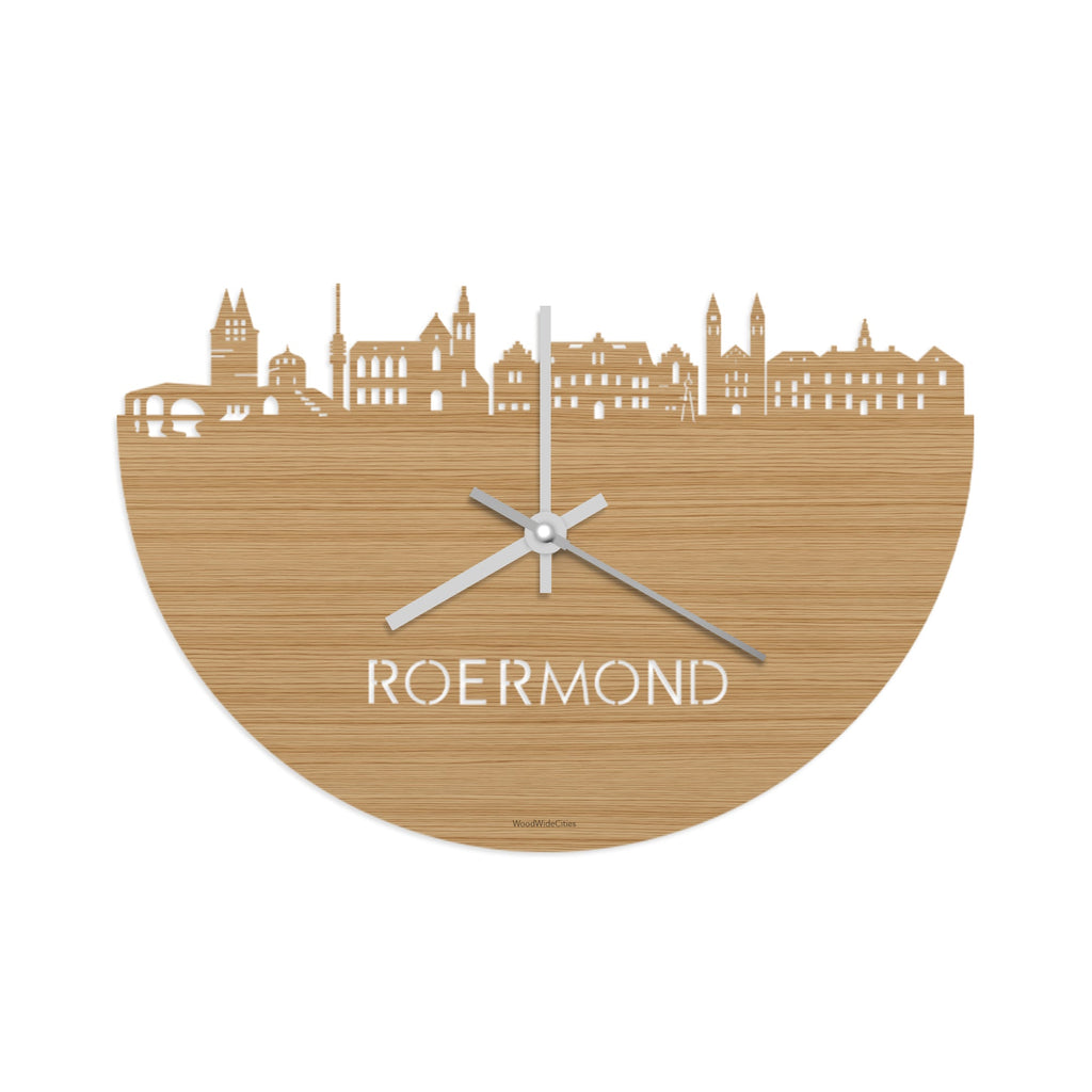 Skyline Klok Roermond Bamboe houten cadeau wanddecoratie relatiegeschenk van WoodWideCities