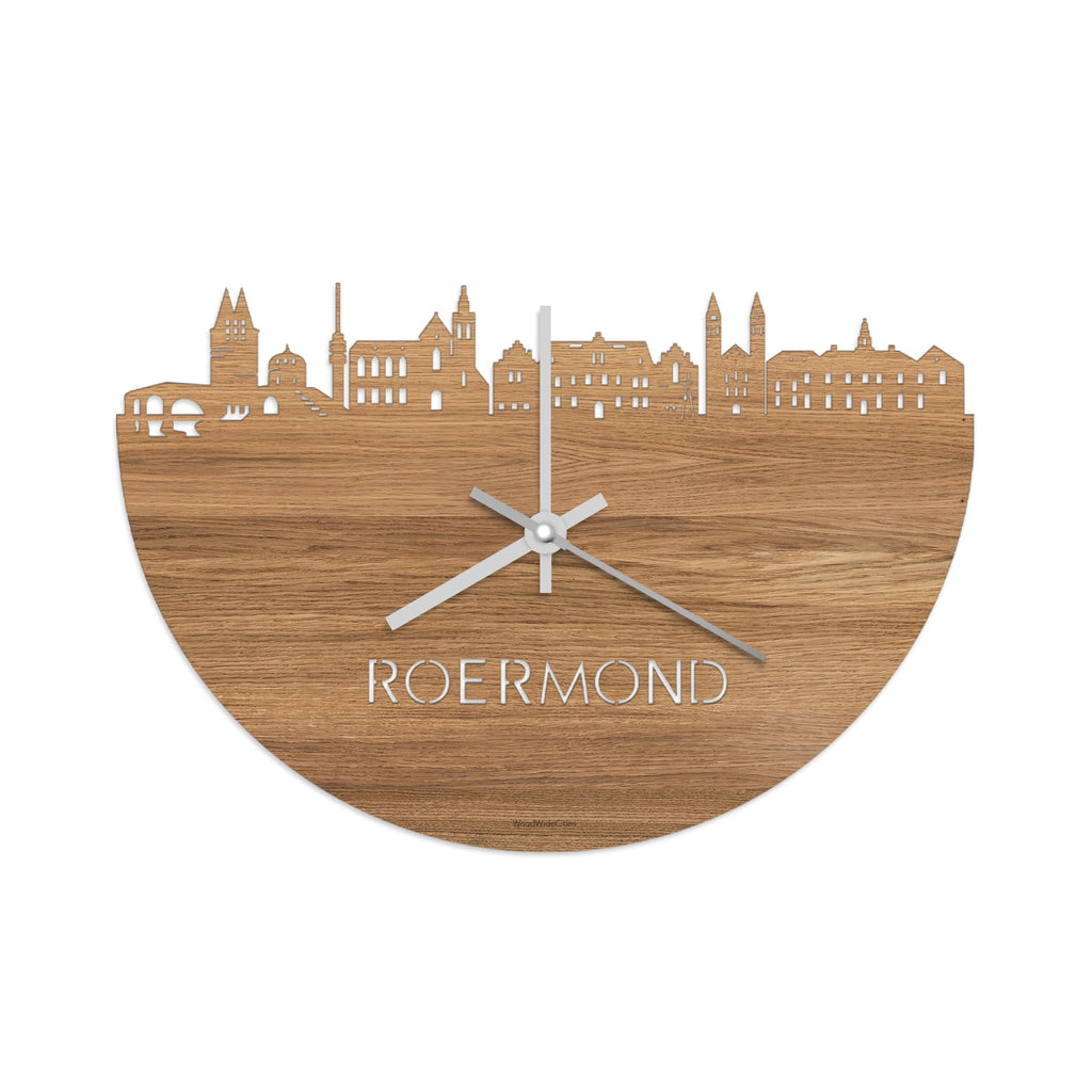 Skyline Klok Roermond Eiken houten cadeau decoratie relatiegeschenk van WoodWideCities