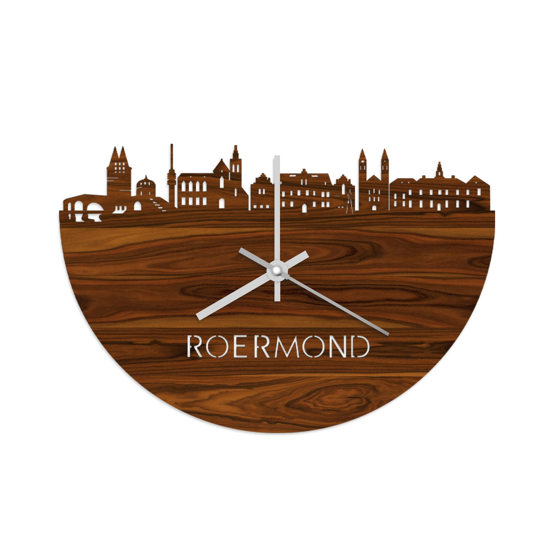Skyline Klok Roermond Palissander houten cadeau wanddecoratie relatiegeschenk van WoodWideCities