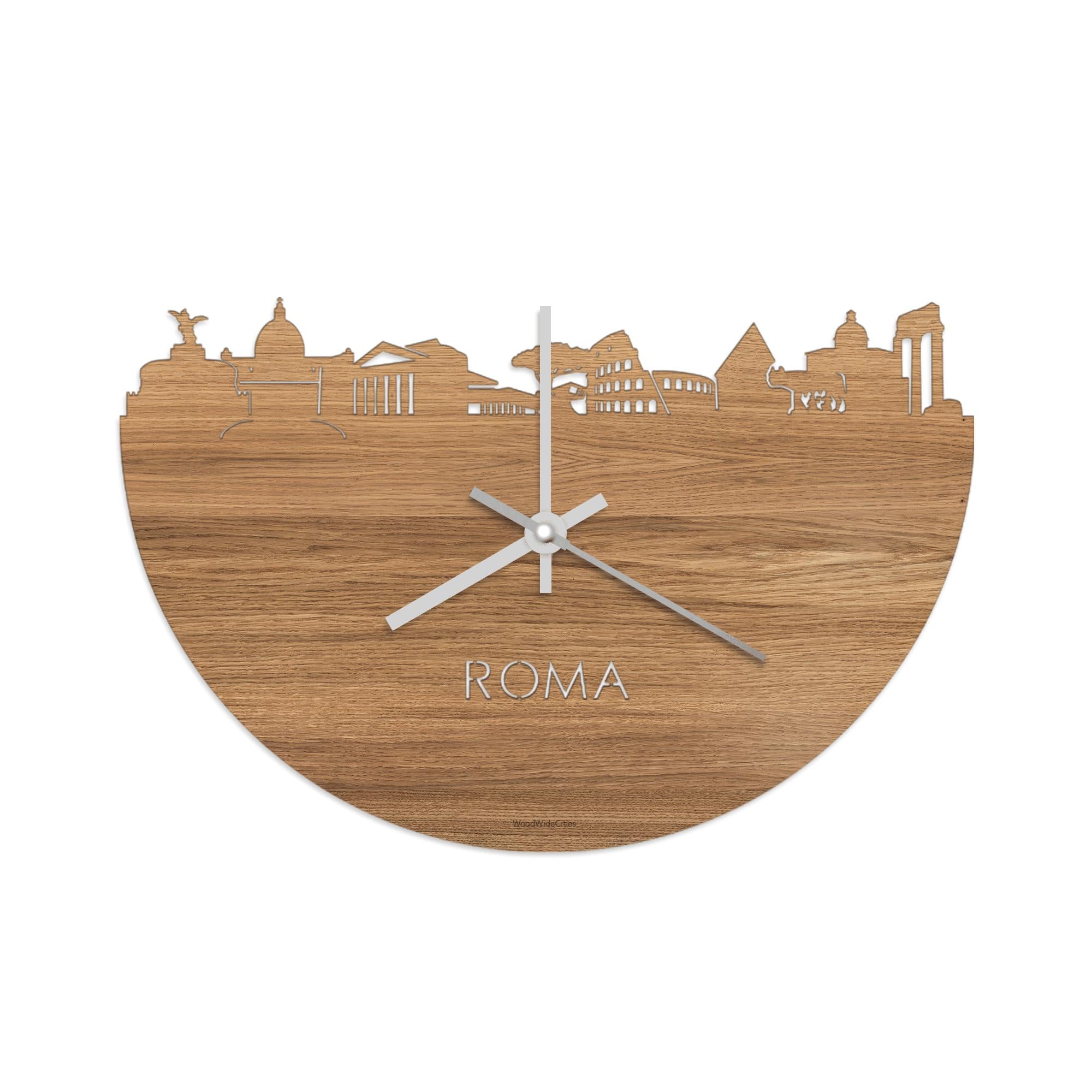Skyline Klok Rome Eiken Eiken  houten cadeau wanddecoratie relatiegeschenk van WoodWideCities