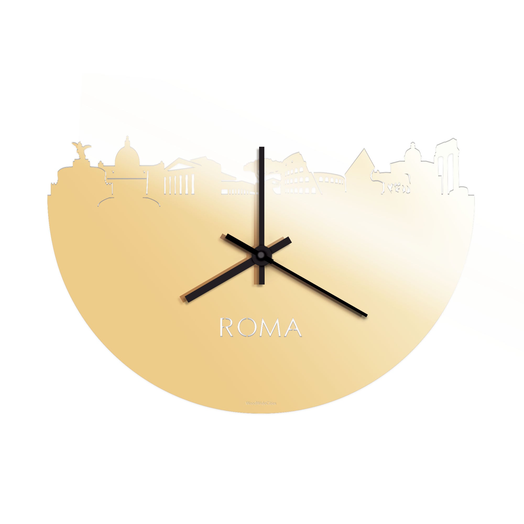 Skyline Klok Rome Metallic Goud gerecycled kunststof cadeau decoratie relatiegeschenk van WoodWideCities