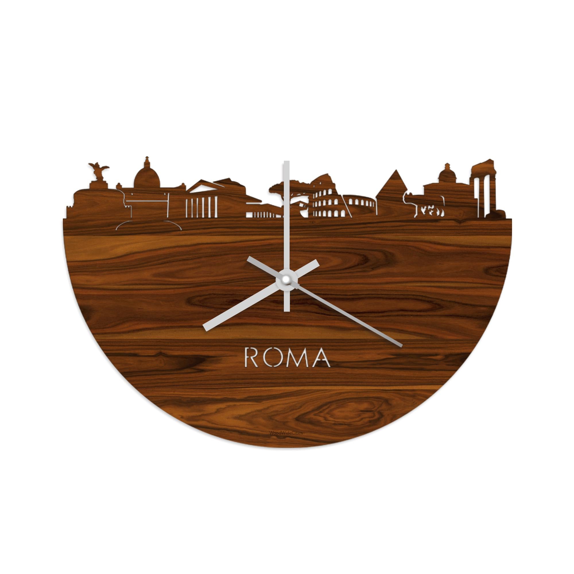 Skyline Klok Rome Palissander Palissander  houten cadeau wanddecoratie relatiegeschenk van WoodWideCities