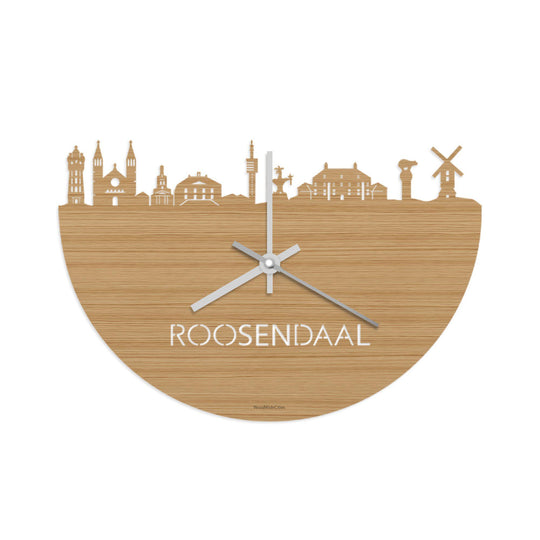 Skyline Klok Roosendaal Bamboe houten cadeau wanddecoratie relatiegeschenk van WoodWideCities