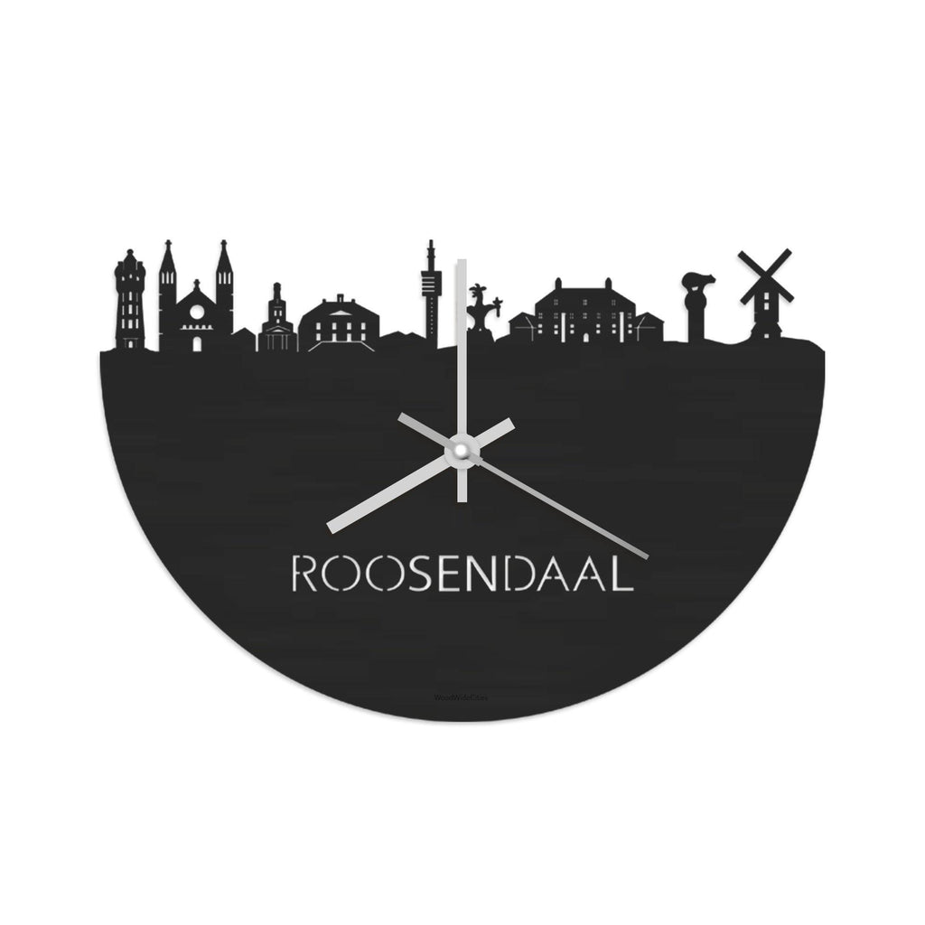 Skyline Klok Roosendaal Black houten cadeau wanddecoratie relatiegeschenk van WoodWideCities