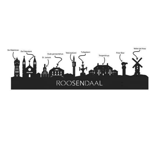 Skyline Klok Roosendaal Metallic Goud gerecycled kunststof cadeau wanddecoratie relatiegeschenk van WoodWideCities