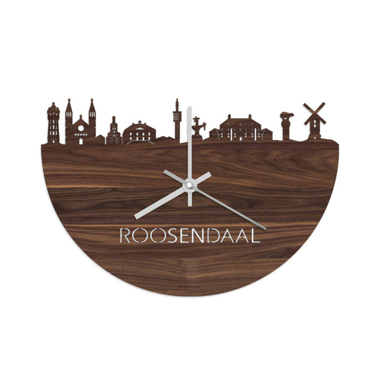 Skyline Klok Roosendaal Noten houten cadeau wanddecoratie relatiegeschenk van WoodWideCities