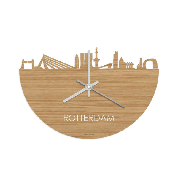Skyline Klok Rotterdam Bamboe Bamboe  houten cadeau wanddecoratie relatiegeschenk van WoodWideCities