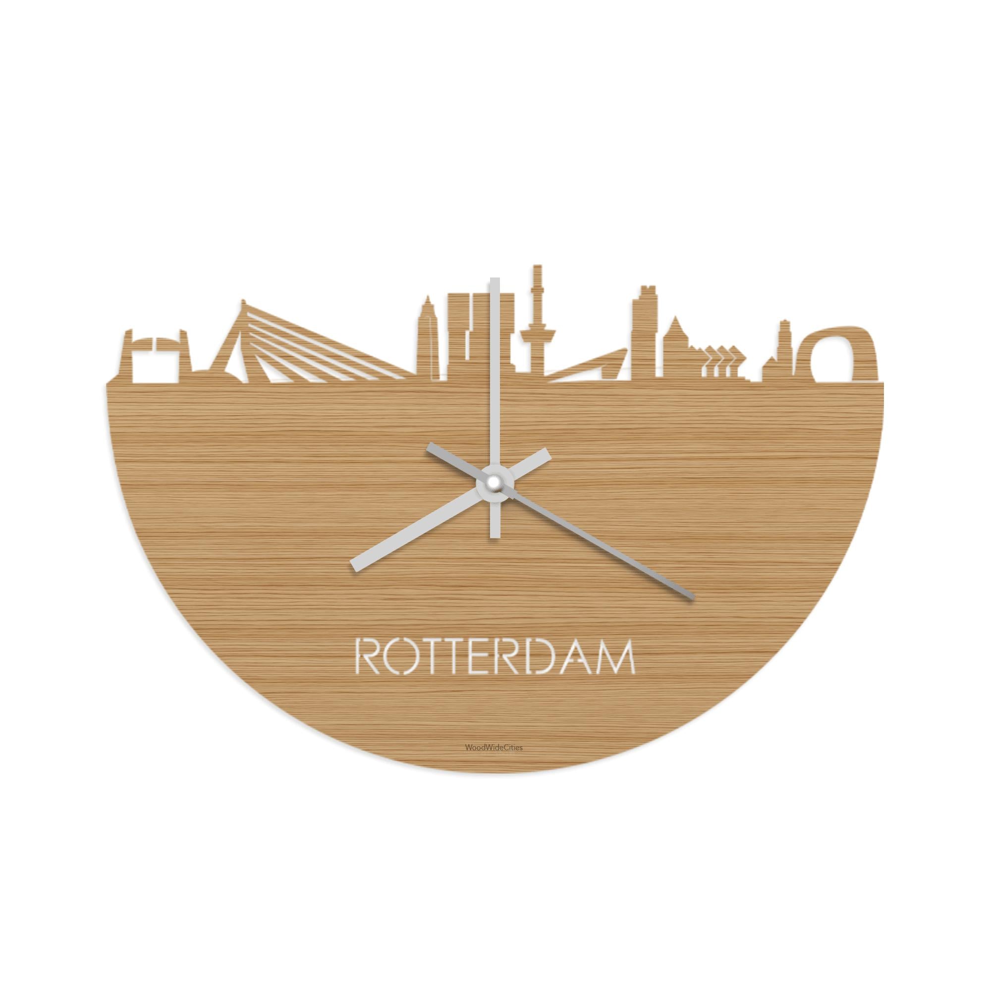 Skyline Klok Rotterdam Bamboe Bamboe  houten cadeau wanddecoratie relatiegeschenk van WoodWideCities