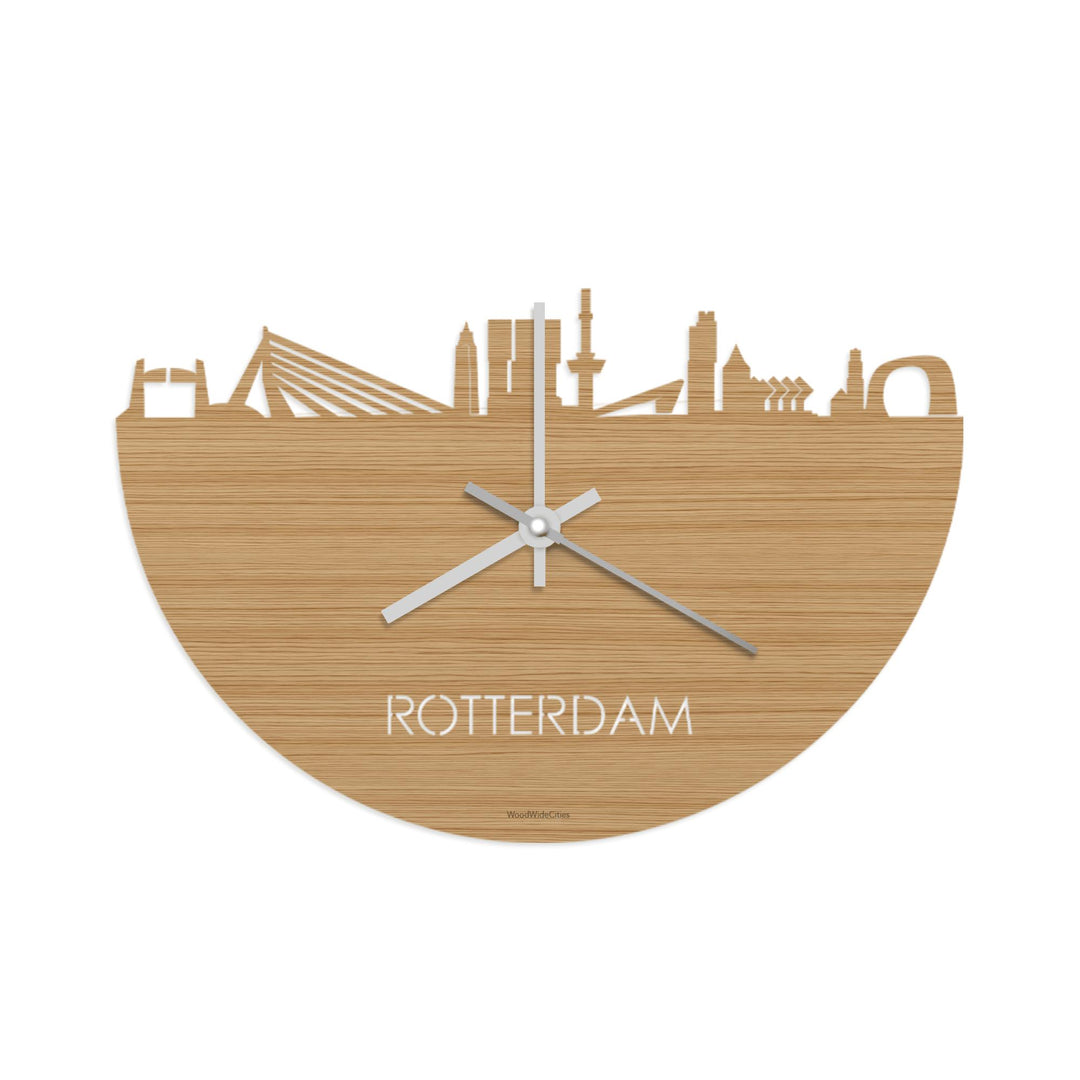Skyline Klok Rotterdam Bamboe Bamboe  houten cadeau wanddecoratie relatiegeschenk van WoodWideCities