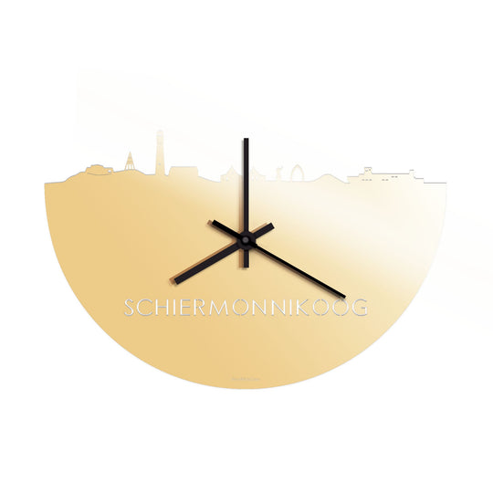 Skyline Klok Schiermonnikoog Metallic Goud gerecycled kunststof cadeau wanddecoratie relatiegeschenk van WoodWideCities