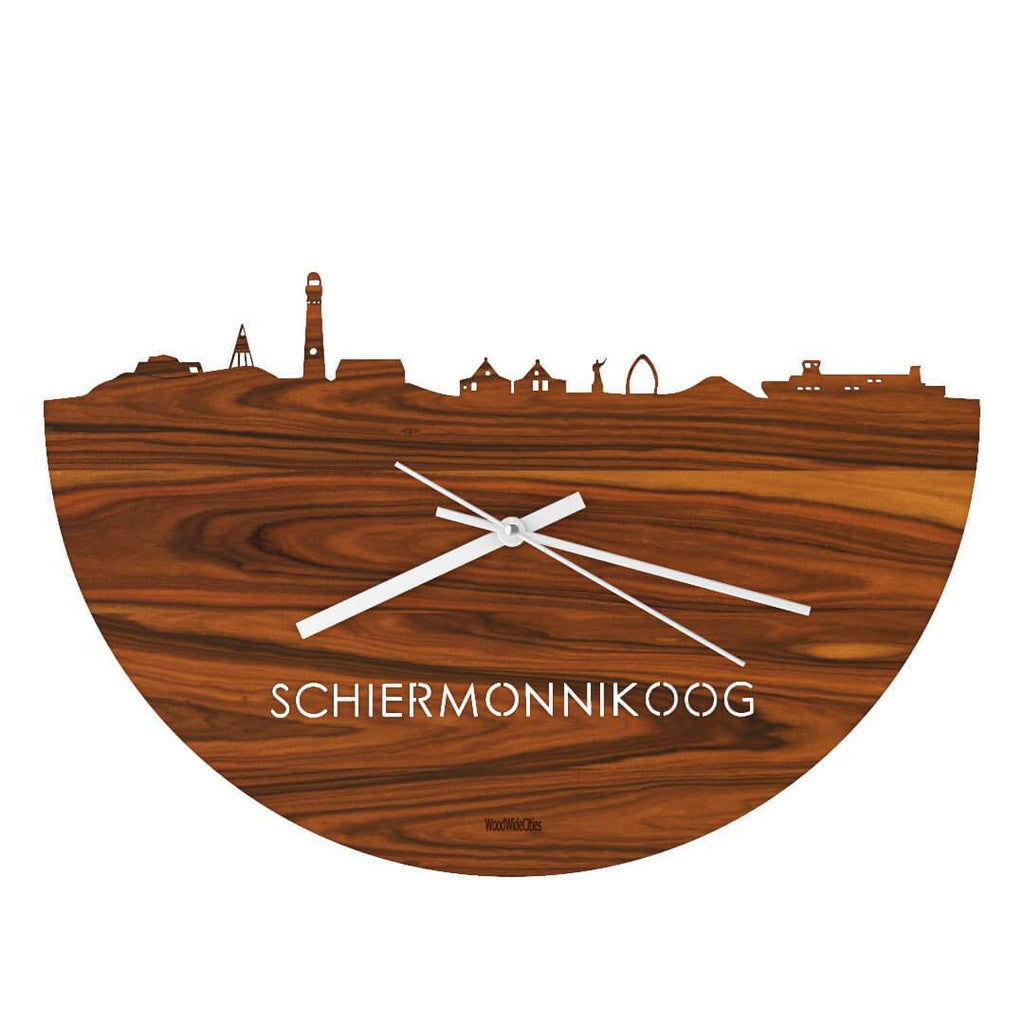 Skyline Klok Schiermonnikoog Palissander Palissander houten cadeau wanddecoratie relatiegeschenk van WoodWideCities