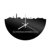 Skyline Klok Schiermonnikoog Zwart glanzend gerecycled kunststof cadeau wanddecoratie relatiegeschenk van WoodWideCities