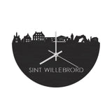 Skyline Klok Sint Willebrord Black Zwart houten cadeau wanddecoratie relatiegeschenk van WoodWideCities