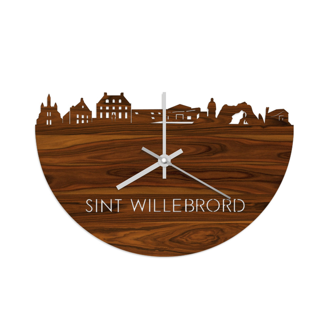 Skyline Klok Sint Willebrord Palissander houten cadeau wanddecoratie relatiegeschenk van WoodWideCities