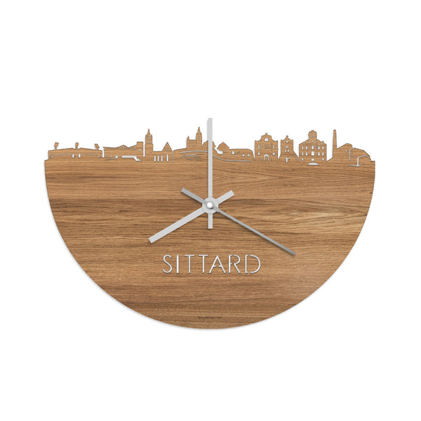 Skyline Klok Sittard Eiken houten cadeau wanddecoratie relatiegeschenk van WoodWideCities