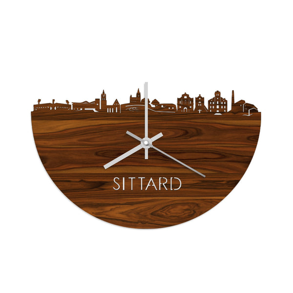 Skyline Klok Sittard Palissander houten cadeau wanddecoratie relatiegeschenk van WoodWideCities