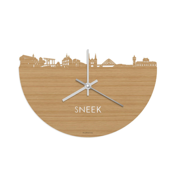 Skyline Klok Sneek Bamboe Bamboe  houten cadeau wanddecoratie relatiegeschenk van WoodWideCities
