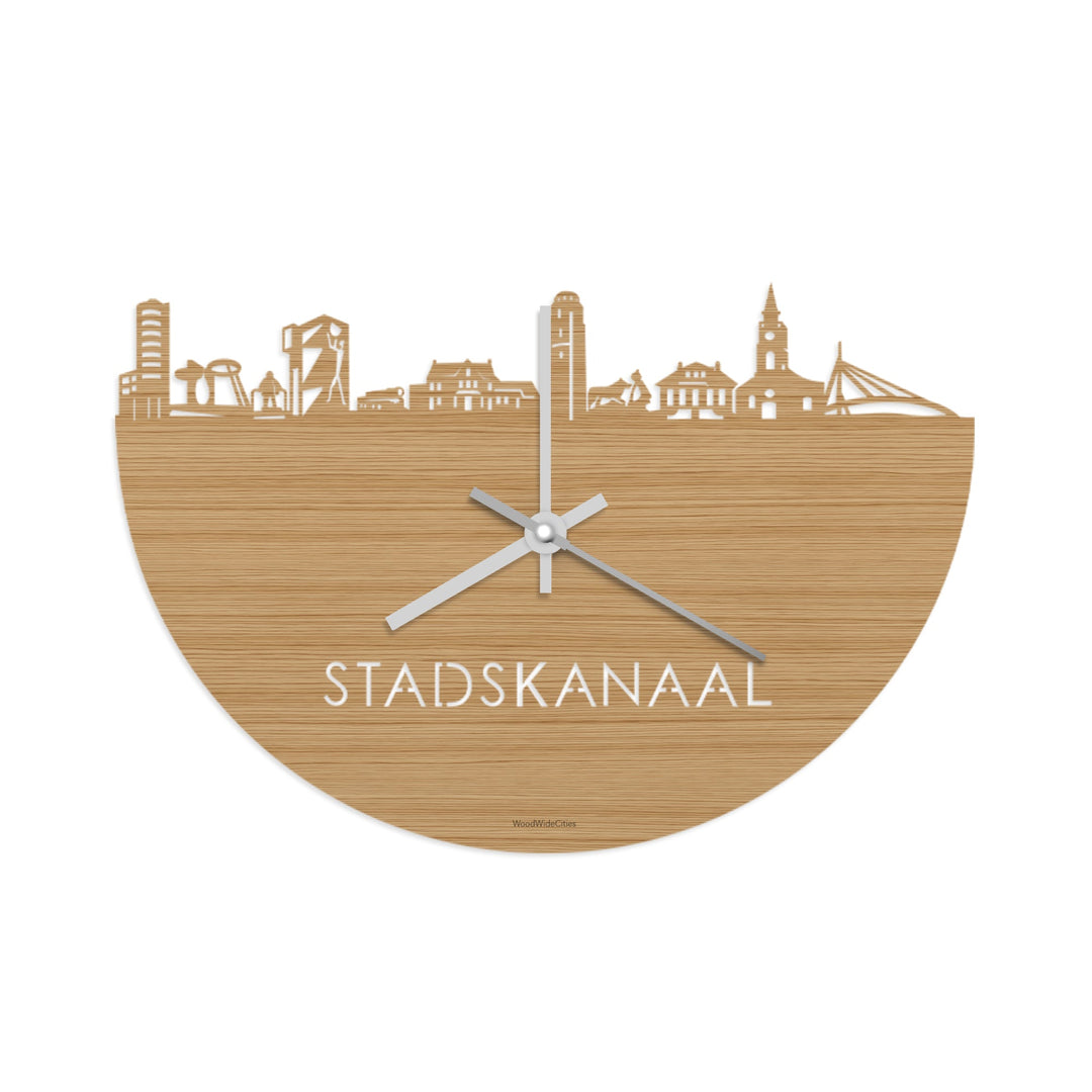 Skyline Klok Stadskanaal Bamboe houten cadeau wanddecoratie relatiegeschenk van WoodWideCities