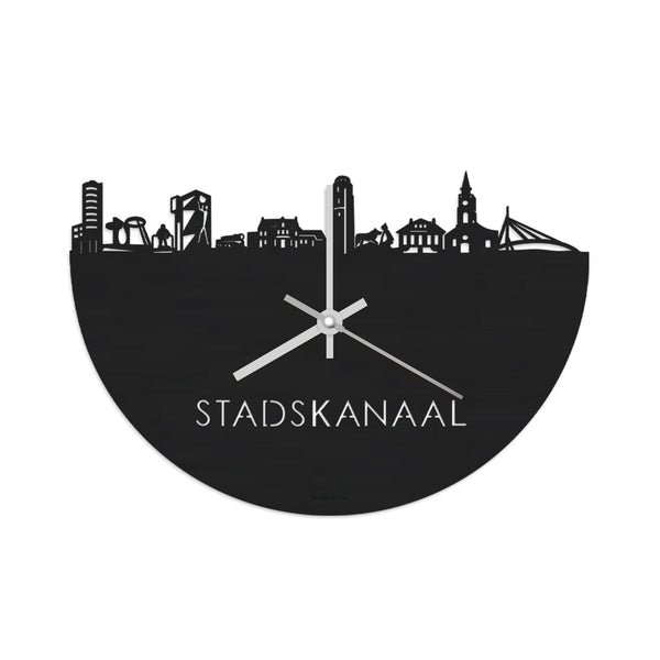 Skyline Klok Stadskanaal Black Zwart houten cadeau wanddecoratie relatiegeschenk van WoodWideCities