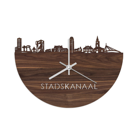 Skyline Klok Stadskanaal Noten houten cadeau wanddecoratie relatiegeschenk van WoodWideCities