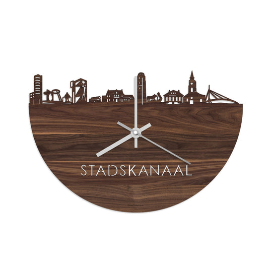 Skyline Klok Stadskanaal Noten houten cadeau wanddecoratie relatiegeschenk van WoodWideCities