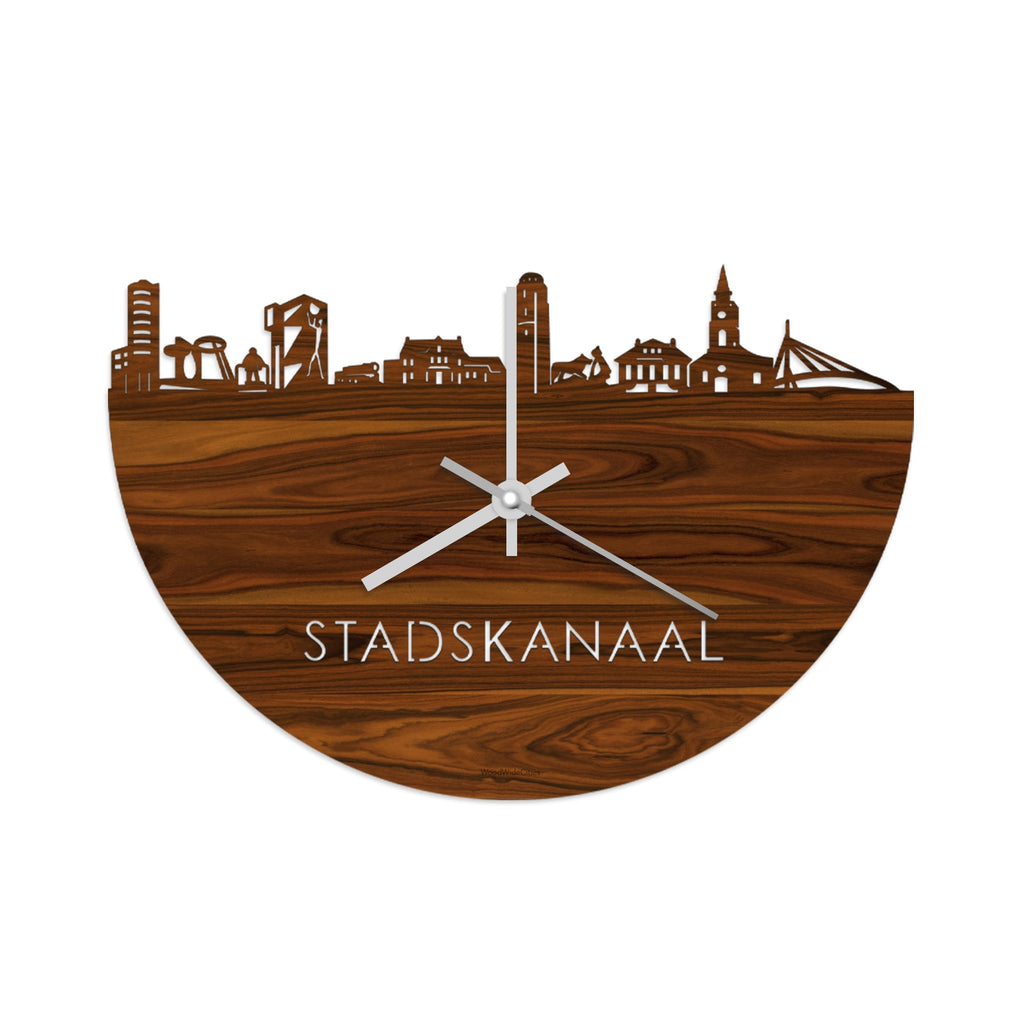 Skyline Klok Stadskanaal Palissander houten cadeau wanddecoratie relatiegeschenk van WoodWideCities