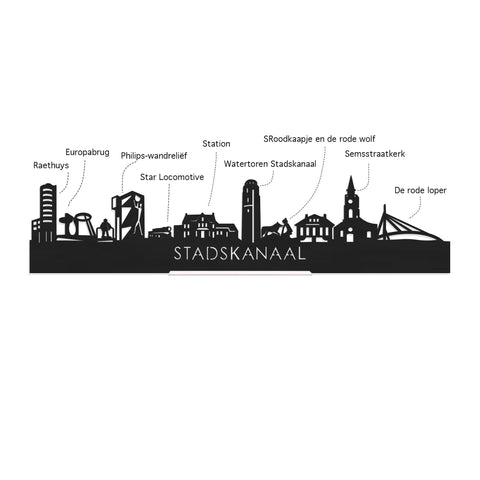 Skyline Klok Stadskanaal Wit glanzend gerecycled kunststof cadeau wanddecoratie relatiegeschenk van WoodWideCities