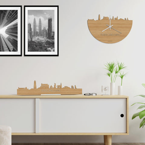 Skyline Klok Terschelling Bamboe houten cadeau wanddecoratie relatiegeschenk van WoodWideCities