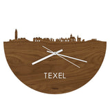 Skyline Klok Texel Noten Noten houten cadeau wanddecoratie relatiegeschenk van WoodWideCities