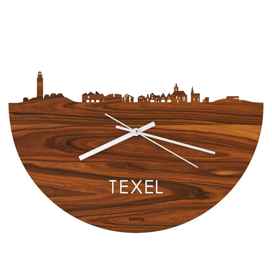 Skyline Klok Texel Palissander Palissander houten cadeau wanddecoratie relatiegeschenk van WoodWideCities