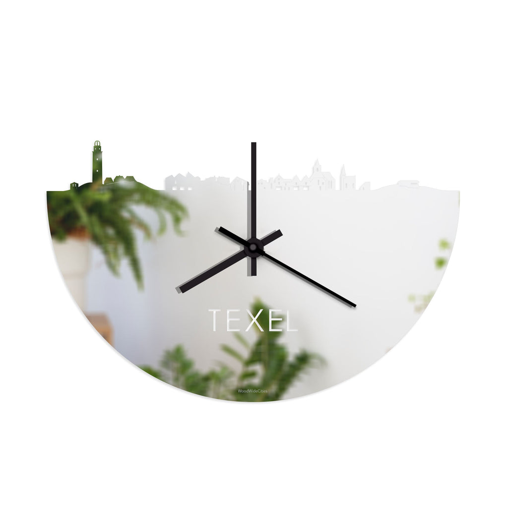 Skyline Klok Texel Spiegel gerecycled kunststof cadeau wanddecoratie relatiegeschenk van WoodWideCities