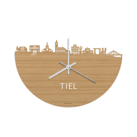 Skyline Klok Tiel Bamboe houten cadeau wanddecoratie relatiegeschenk van WoodWideCities