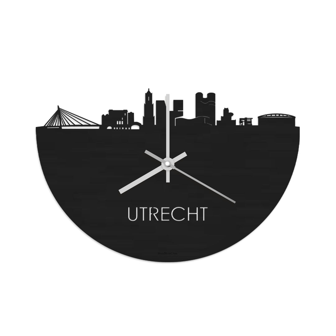 Skyline Klok Utrecht Black houten cadeau wanddecoratie relatiegeschenk van WoodWideCities