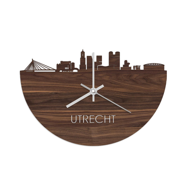 Skyline Klok Utrecht Noten houten cadeau wanddecoratie relatiegeschenk van WoodWideCities
