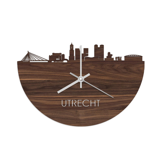 Skyline Klok Utrecht Noten houten cadeau wanddecoratie relatiegeschenk van WoodWideCities
