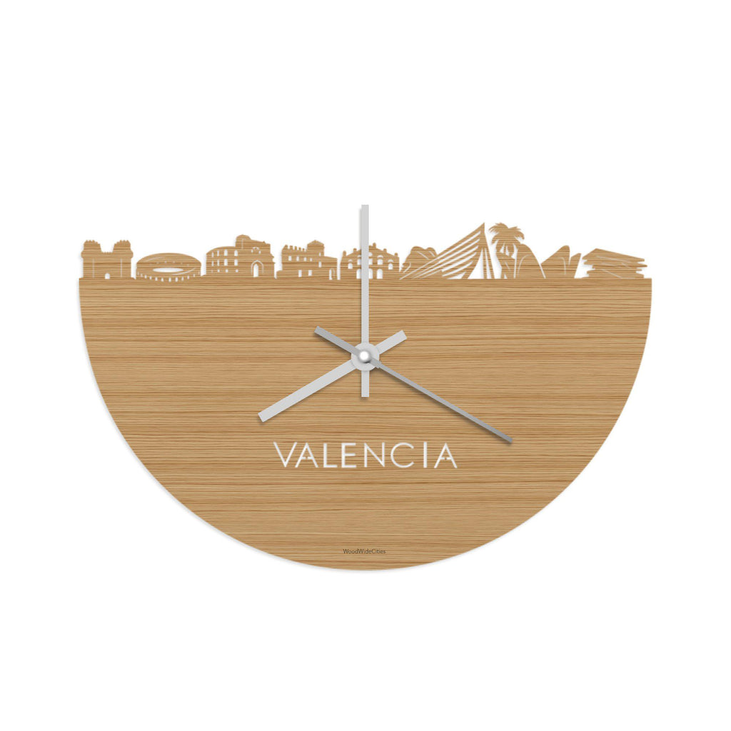 Skyline Klok Valencia Bamboe Bamboe  houten cadeau decoratie relatiegeschenk van WoodWideCities