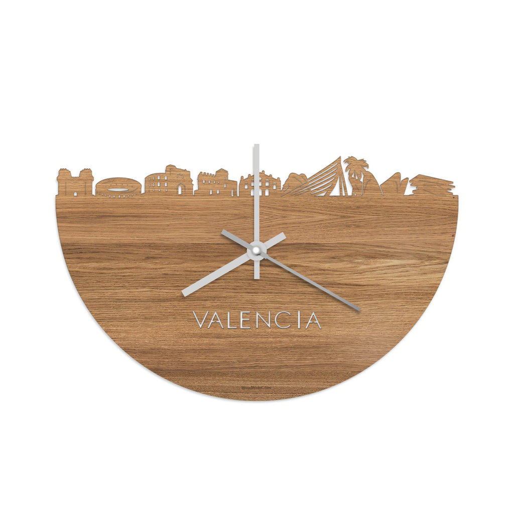 Skyline Klok Valencia Eiken Eiken  houten cadeau wanddecoratie relatiegeschenk van WoodWideCities