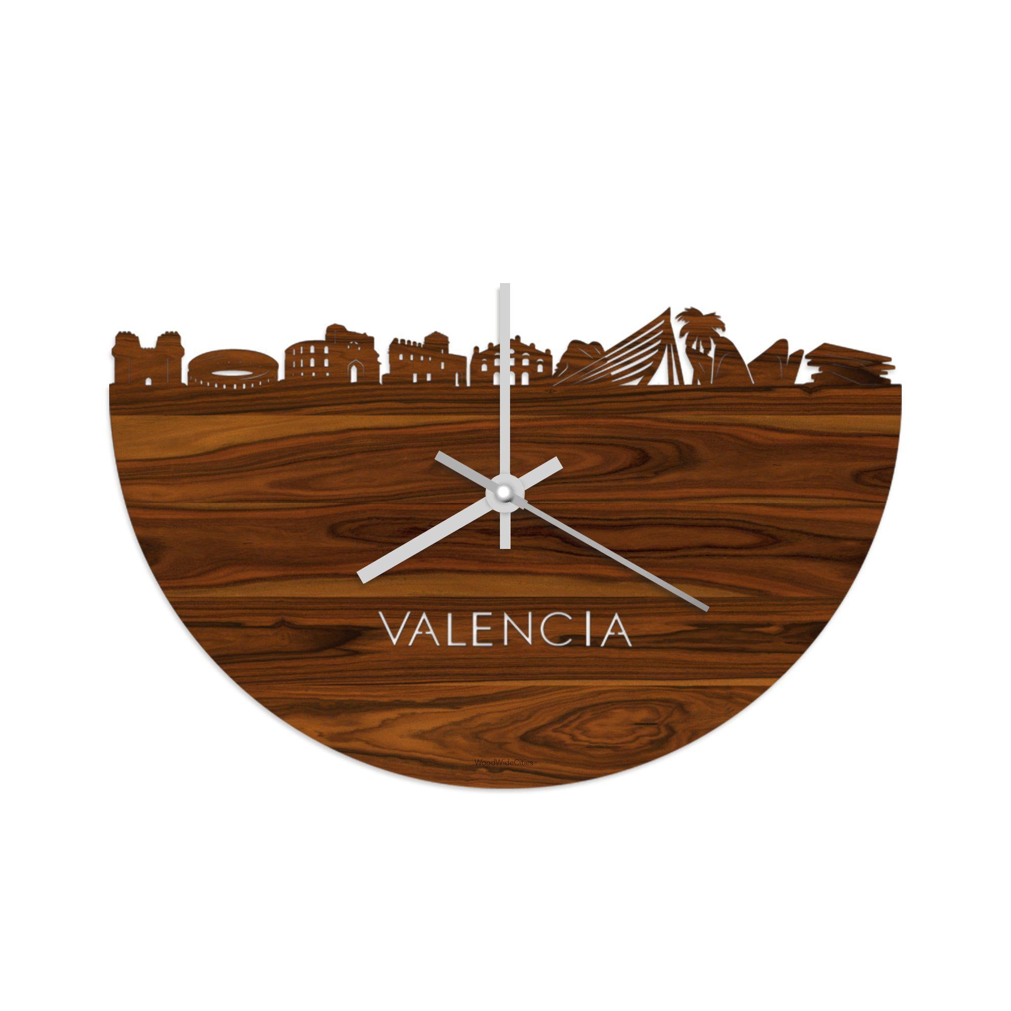 Skyline Klok Valencia Palissander Palissander  houten cadeau decoratie relatiegeschenk van WoodWideCities