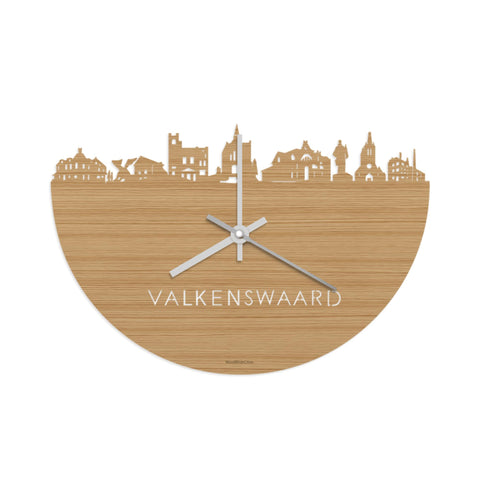 Skyline Klok Valkenswaard Bamboe Bamboe  houten cadeau wanddecoratie relatiegeschenk van WoodWideCities