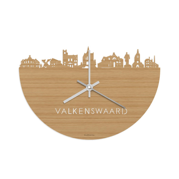 Skyline Klok Valkenswaard Bamboe Bamboe  houten cadeau wanddecoratie relatiegeschenk van WoodWideCities