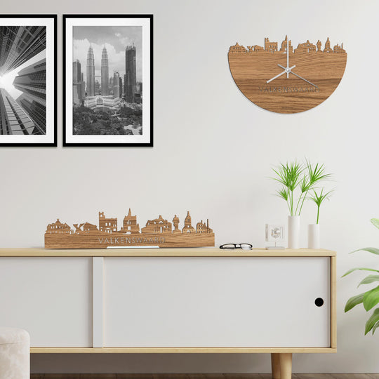 Skyline Klok Valkenswaard Eiken houten cadeau wanddecoratie relatiegeschenk van WoodWideCities
