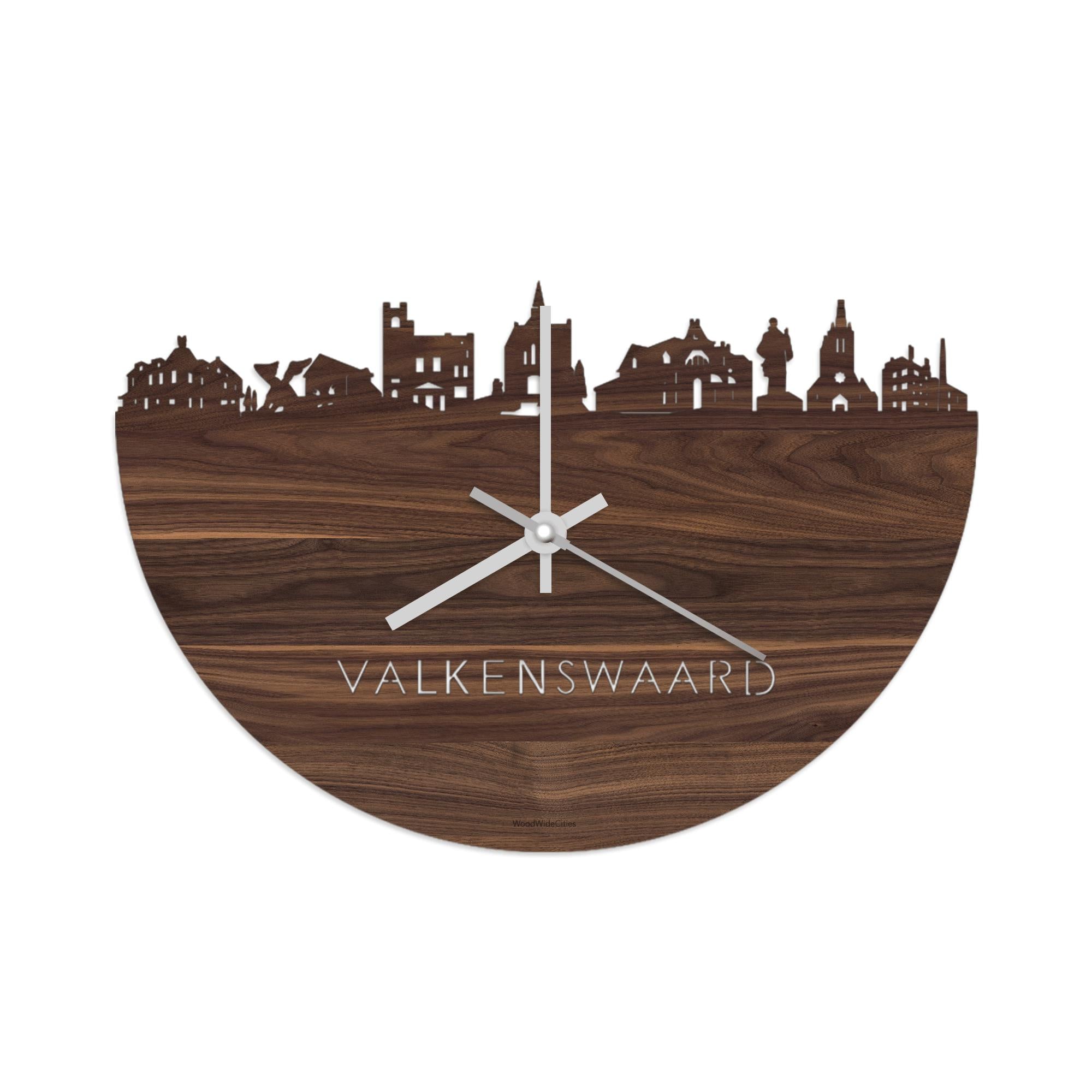 Skyline Klok Valkenswaard Noten Noten  houten cadeau wanddecoratie relatiegeschenk van WoodWideCities