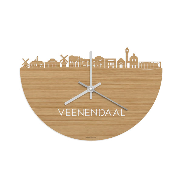 Skyline Klok Veenendaal Bamboe houten cadeau wanddecoratie relatiegeschenk van WoodWideCities