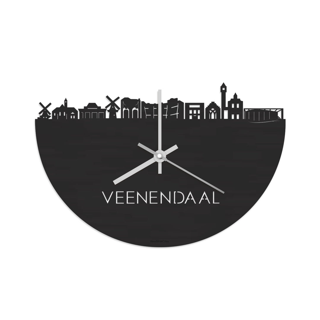 Skyline Klok Veenendaal Black Zwart houten cadeau wanddecoratie relatiegeschenk van WoodWideCities