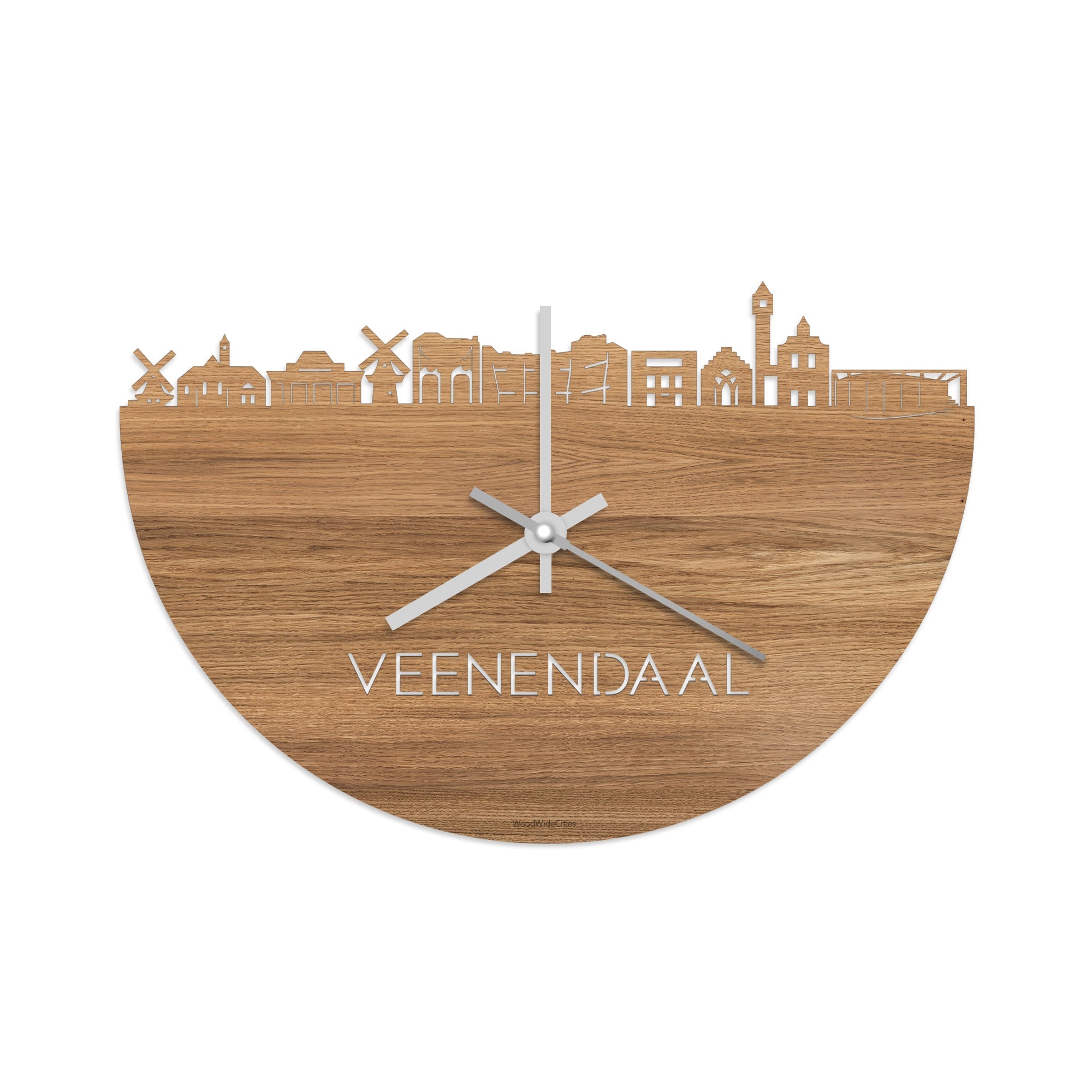 Skyline Klok Veenendaal Eiken houten cadeau wanddecoratie relatiegeschenk van WoodWideCities