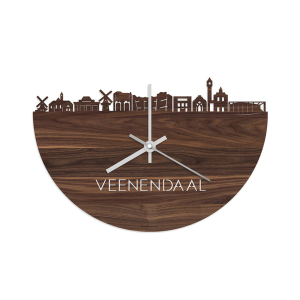 Skyline Klok Veenendaal Noten houten cadeau wanddecoratie relatiegeschenk van WoodWideCities