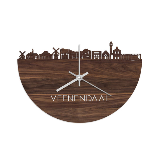 Skyline Klok Veenendaal Noten houten cadeau wanddecoratie relatiegeschenk van WoodWideCities