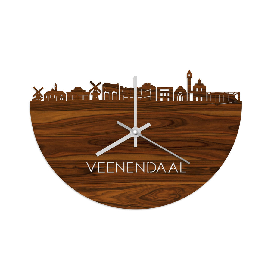 Skyline Klok Veenendaal Palissander houten cadeau wanddecoratie relatiegeschenk van WoodWideCities